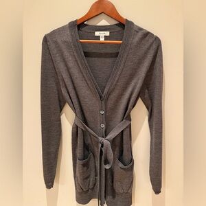 Classic belted boyfriend style sweater